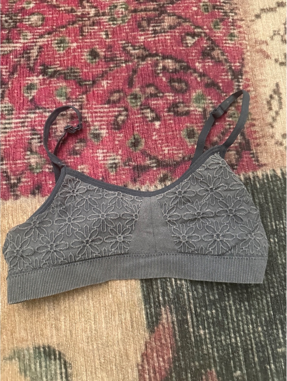 Girls bra size medium gray floral adorable cute